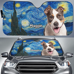 Custom Photo Auto Windshield Sunshade, Car Window Protector - Personalized Birthday Gifts For Dog Lovers, Dog Dad, Dog Mom - Painted In Fur And Stars