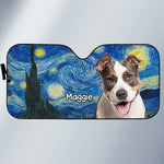Custom Photo Auto Windshield Sunshade, Car Window Protector - Personalized Birthday Gifts For Dog Lovers, Dog Dad, Dog Mom - Painted In Fur And Stars