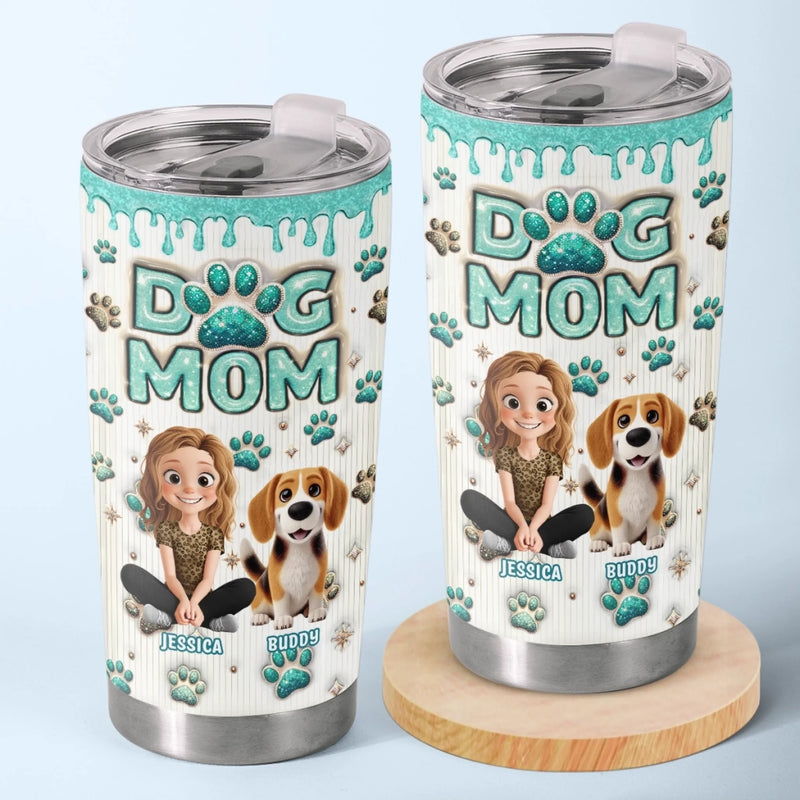 Custom 3D Inflated Effect Printed Tumbler - Personalized Birthday Gifts For Dog Lovers, Dog Dad And Mom - Dog Kisses Fix Everything