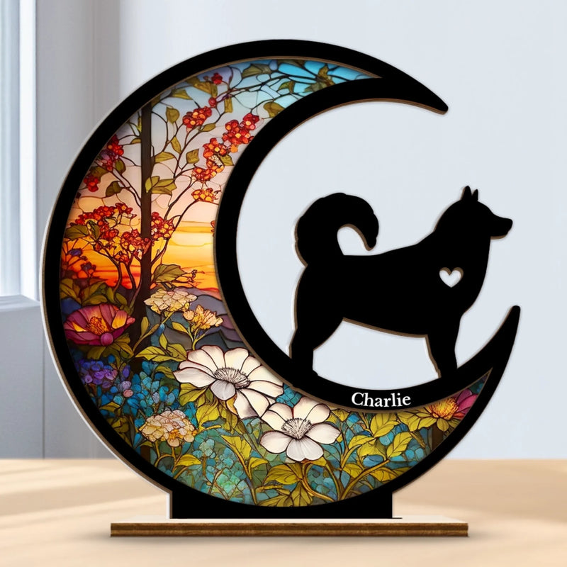 Custom Wood & Acrylic Plaque -  Personalized Pet Memorial Sympathy Gifts For Dogs - Paw Prints On My Heart