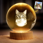 Custom Photo Crystal Globe Lamp - Personalized Pet Memorial Sympathy Gifts For Cat Lovers - Memories Glow Eternal