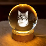 Custom Photo Crystal Globe Lamp - Personalized Pet Memorial Sympathy Gifts For Cat Lovers - Memories Glow Eternal