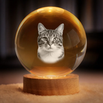 Custom Photo Crystal Globe Lamp - Personalized Pet Memorial Sympathy Gifts For Cat Lovers - Memories Glow Eternal