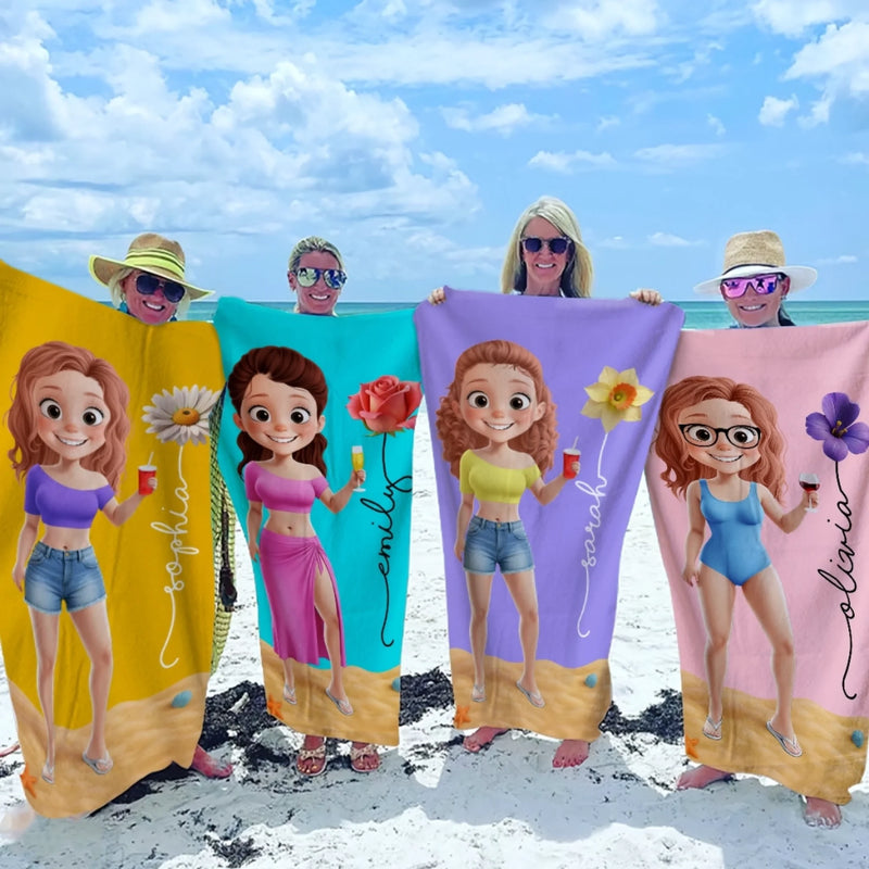 Custom Beach Towel - Personalized Summer Vacation And Travel Gifts For Women, Men - Tan Lines And Good Times