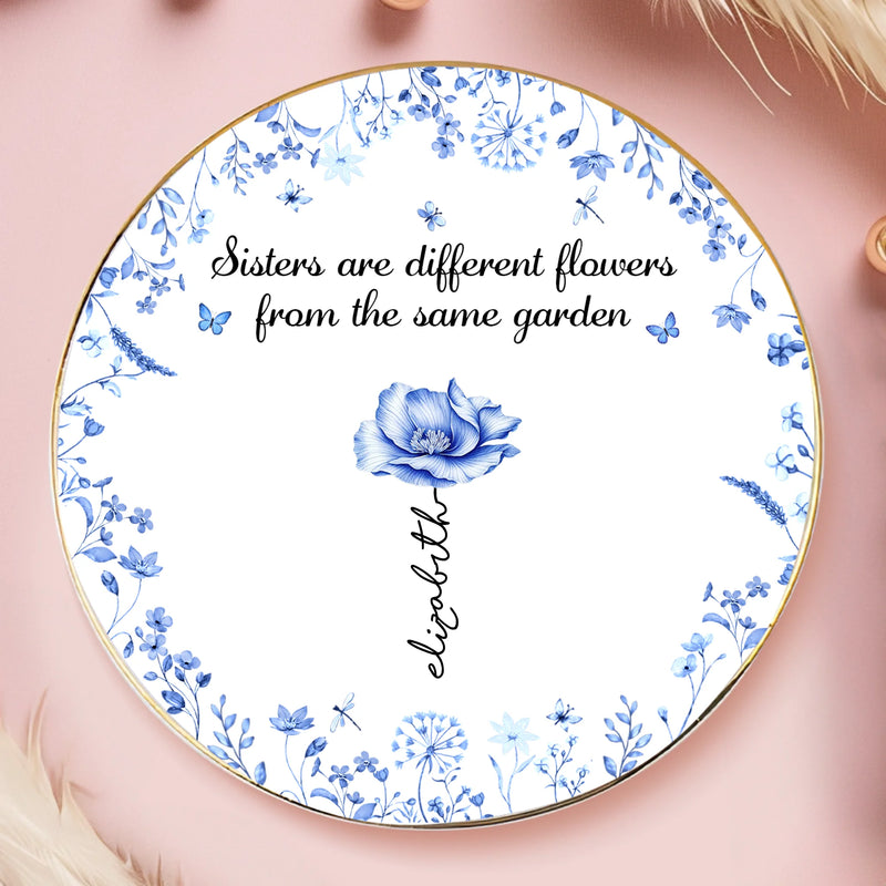 Custom Full-Print Round Jewelry Dish - Personalized Best Friend Birthday Gifts For Women - Unique Blooms From One Shared Garden