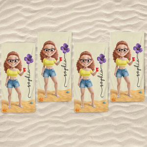 Serviette de plage personnalisée - Cadeaux de vacances et de voyage personnalisés pour femmes et hommes - Lignes de bronzage et bons moments