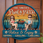 Custom Name Pool and Patio Gifts for Couples - Personalized Wood Sign