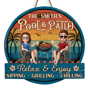 Panneau en bois personnalisé - Cadeaux de vacances et de voyage d'été personnalisés pour mari et femme, lui et elle - Soleil et gorgées