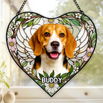 Custom Photo Heart-Shaped Stained Glass Window Suncatcher - Personalized Pet Memorial Sympathy Gifts For Dog Lovers, Cat Lovers - Love Lives On Always