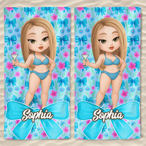 Serviette de plage personnalisée - Cadeaux de vacances et de voyage d'été personnalisés pour femmes - Journées à la plage et cocktails