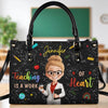 Sac à main en cuir personnalisé - Cadeaux d'anniversaire personnalisés pour enseignants - Enseigner, c'est une affaire de cœur