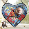 Custom Photo Heart-Shaped Stained Glass Window Suncatcher - Personalized Memorial Sympathy Gifts For Loss Of Mom, Dad - Always In Our Thoughts
