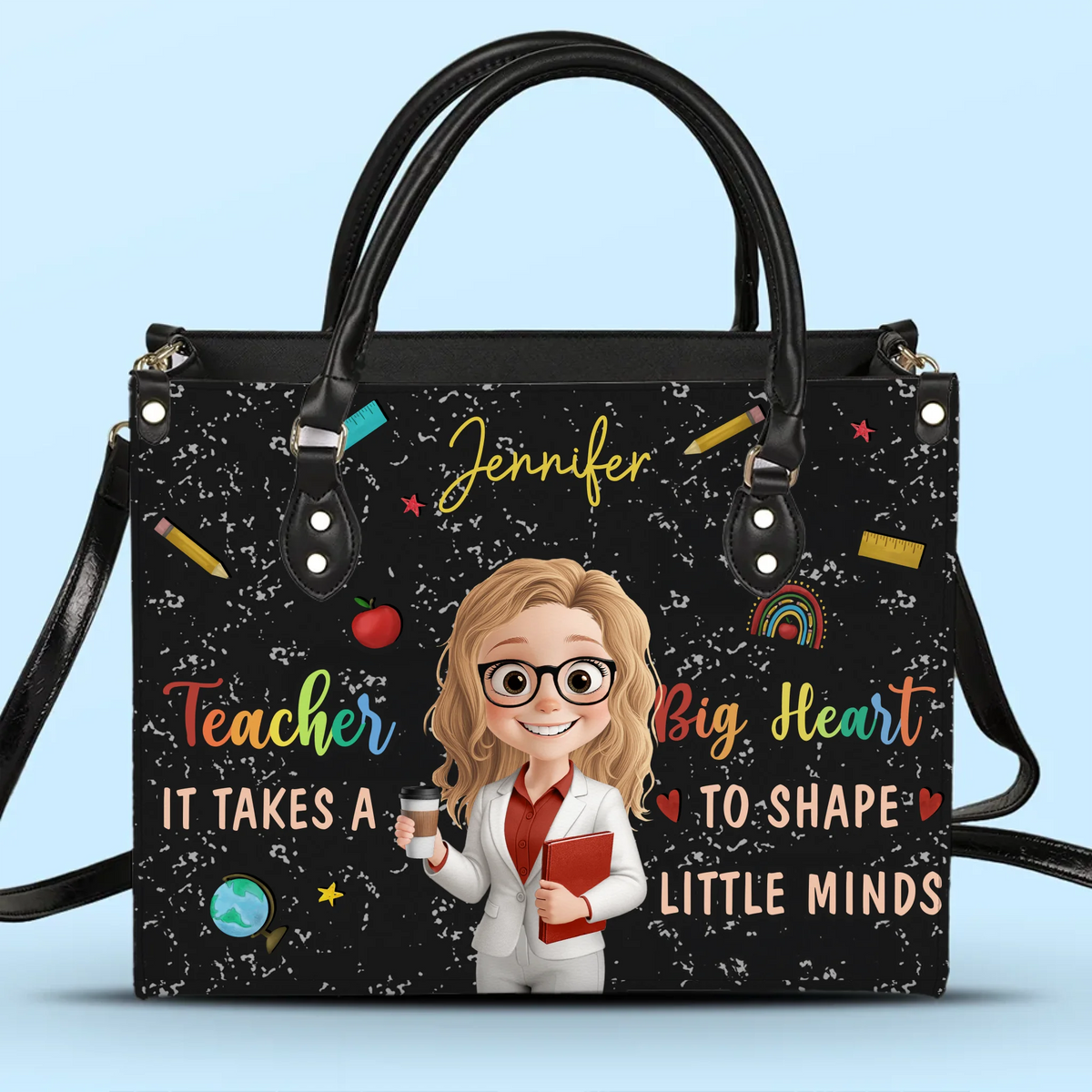 Custom Leather Handbag - Personalized Birthday Gifts For Teachers - Teaching Is A Work Of Heart