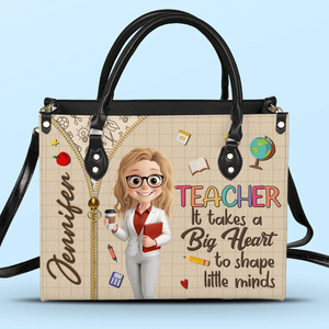 Sac à main en cuir personnalisé - Cadeaux d'anniversaire personnalisés pour enseignants - Enseigner, c'est toucher une vie pour toujours
