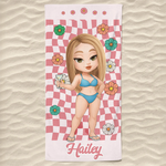 Custom Beach Towel - Personalized Summer Vacation And Travel Gifts For Women - Tropical Vibes All Day
