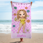 Custom Beach Towel - Personalized Summer Vacation And Travel Gifts For Women - Tropical Vibes All Day