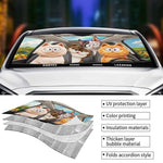 Custom Auto Windshield Sunshade, Car Window Protector - Personalized Summer Vacation And Travel Gifts For Cat Lovers, Cat Mom And Dad - Road Trips With My Furry Crew