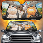 Custom Auto Windshield Sunshade, Car Window Protector - Personalized Summer Vacation And Travel Gifts For Cat Lovers, Cat Mom And Dad - Road Trips With My Furry Crew