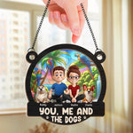 Custom Window Hanging Suncatcher Ornament - Personalized Anniversary Wedding Gifts For Family - Stay Pawsitive, Stay Together