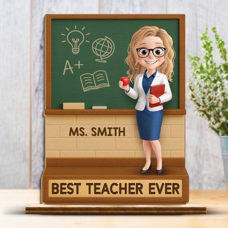 Custom 2-Layered Wooden Plaque - Personalized Back To School Gifts For Teacher - Discover, Grow, And Shine Here