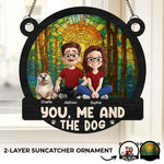 Custom Window Hanging Suncatcher Ornament - Personalized Anniversary Wedding Gifts For Family - Stay Pawsitive, Stay Together