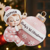 Custom Acrylic Ornament - Personalized Christmas Baby Shower, Gender Reveal Gifts For New Moms, New Dads, New Parents - First Christmas Magic Begins