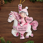 Custom Acrylic Ornament - Personalized Christmas Baby Shower, Gender Reveal Gifts For New Moms, New Dads, New Parents - Love At First Sleigh