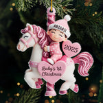 Custom Acrylic Ornament - Personalized Christmas Baby Shower, Gender Reveal Gifts For New Moms, New Dads, New Parents - Love At First Sleigh