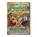 Custom Home Decor Metal Sign - Personalized Anniversary Wedding Gifts For Husband And Wife, Him And Her - Poolside Vibes Only