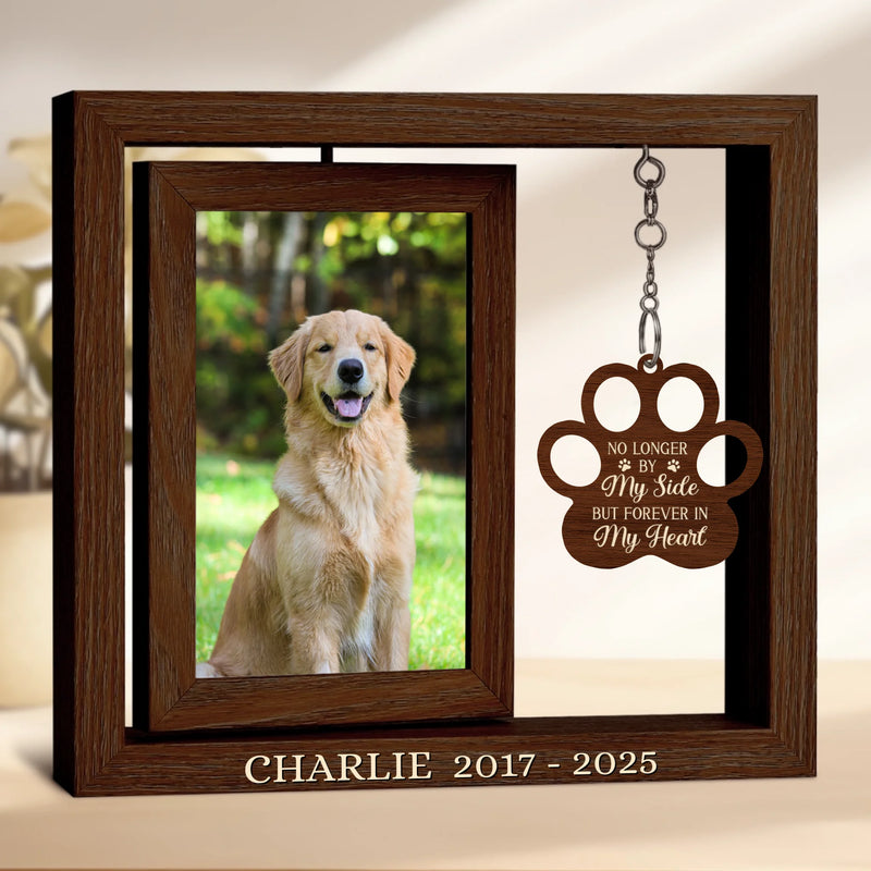 Custom Photo Rotating Wooden Frame - Personalized Pet Memorial Gifts For Dogs, Cats - Forever In My Heart