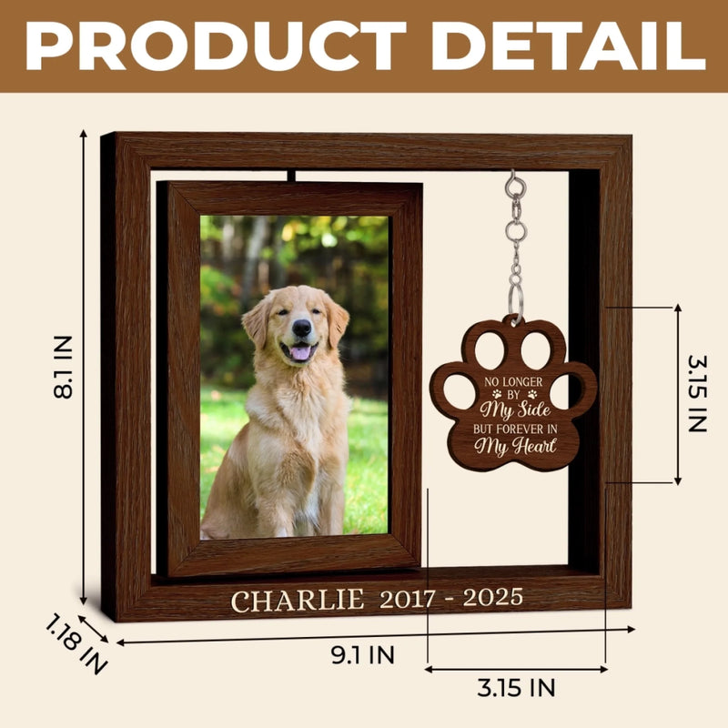 Custom Photo Rotating Wooden Frame - Personalized Pet Memorial Gifts For Dogs, Cats - Forever In My Heart