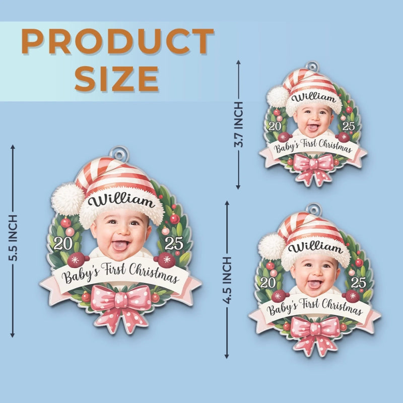 Custom Photo Acrylic Ornament - Personalized Christmas Baby Shower, Gender Reveal Gifts For New Moms, New Dads, New Parents - Santa’s Cutest Helper