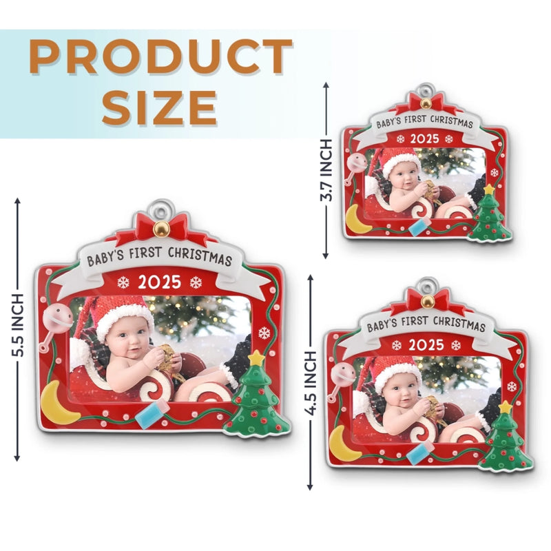 Custom Photo Acrylic Ornament - Personalized Christmas Baby Shower, Gender Reveal Gifts For New Moms, New Dads, Grandparent - First Christmas, Forever Loved