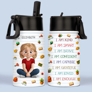 Bouteille d'eau personnalisée pour enfant - Cadeaux de rentrée scolaire personnalisés pour enfants - Jours d'école, gorgées rafraîchissantes