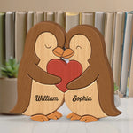 Penguin Shaped Wooden Art Puzzle - Personalized Anniversary Wedding Gifts For Husband And Wife, Him And Her - We Are Together, Couple Birthday Gifts For Him And Her