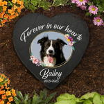Custom Photo Forever In Our Hearts AMZ - Memorial Personalized Custom Heart Shaped Memorial Stone - New Arrival, Sympathy Gift For Dog Lovers, Pet Owners