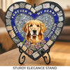 Custom Photo Forever My Furry Angel - Memorial Personalized Custom 3D Mosaic Faux Stained Glass Print Heart Shaped Stone With Stand - Sympathy Gift For Pet Owners, Pet Lovers