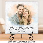 Custom Photo I Love You Forever - Couple Personalized Custom Square Shaped Stone With Stand - Christmas Gift For Husband Wife, Anniversary