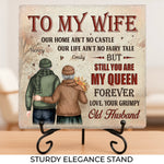 Our Home May Be Small, But Our Love Makes It Grand - Couple Personalized Custom Square Shaped Stone With Stand - Gift For Husband Wife, Anniversary