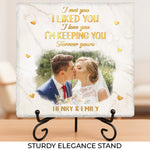 Custom Photo I Love You Today, Tomorrow, Forever - Couple Personalized Custom Square Shaped Stone With Stand - Christmas Gift For Husband Wife, Anniversary