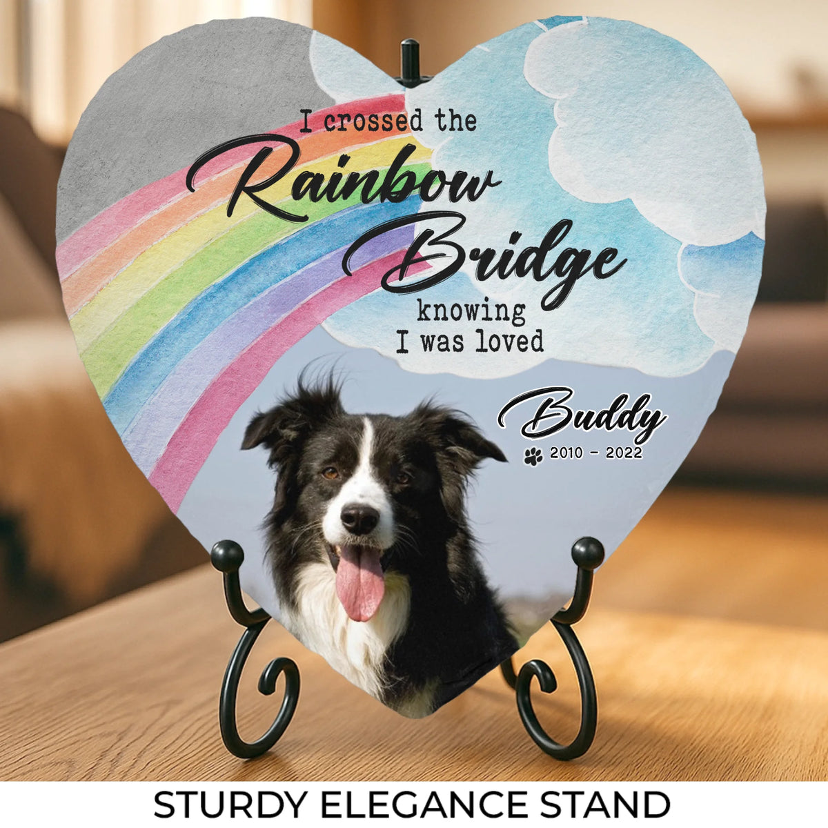 Rainbow Bridge Pet Memorial Gifts - Memorial Personalized Custom Heart Shaped Memorial Stone - New Arrival, Sympathy Gift For Pet Owners, Pet Lovers AMZ