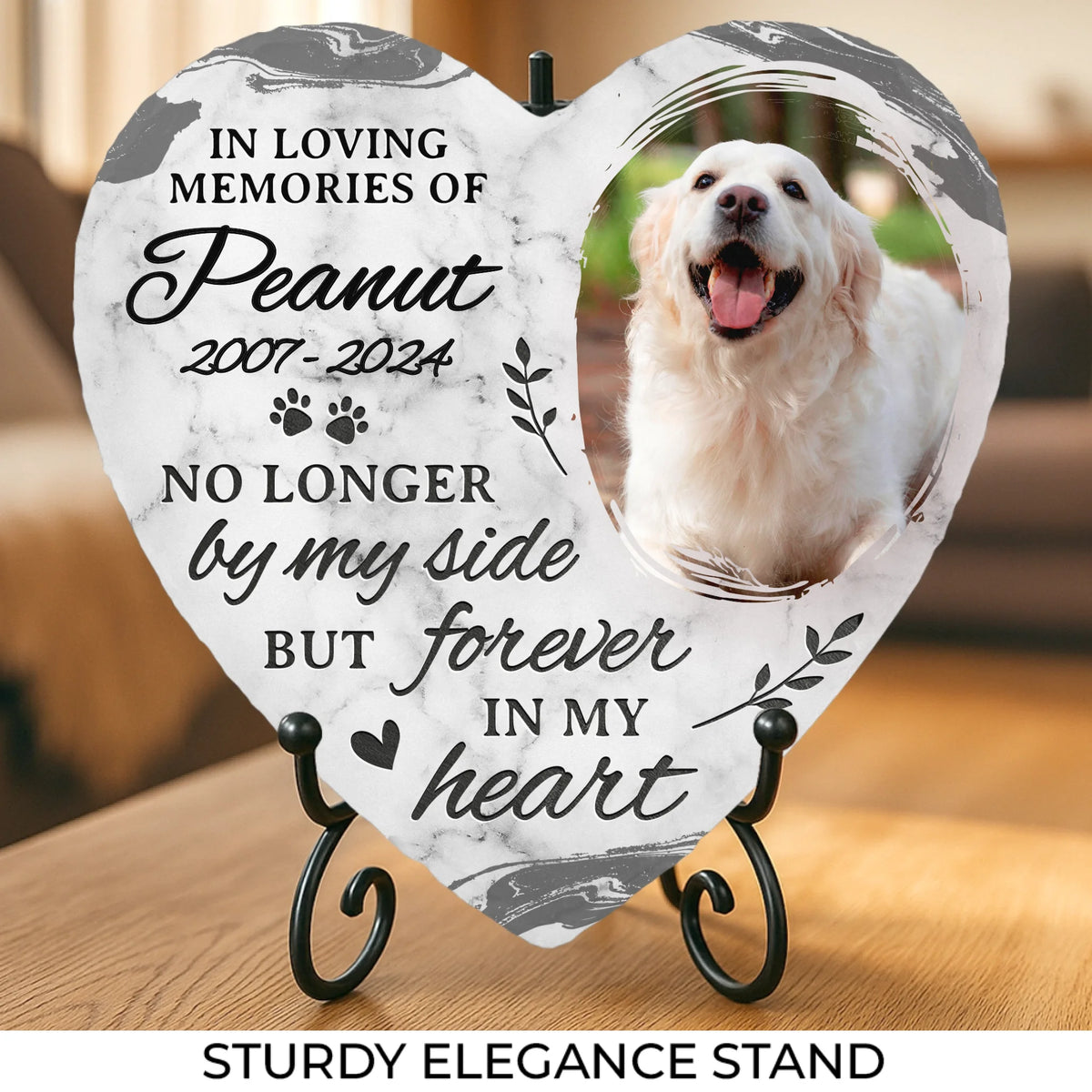 Custom Photo You Leave Pawprints In Our Hearts - Memorial Personalized Custom Heart Shaped Memorial Stone - Sympathy Gift For Pet Owners, Pet Lovers