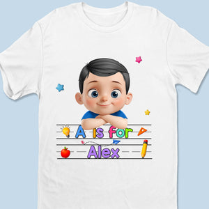 T-shirt personnalisé pour enfants - Cadeaux de rentrée scolaire personnalisés pour enfants - L'apprentissage commence avec moi