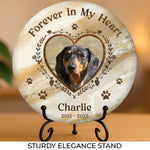 Custom Photo Your Paw Prints Are Forever On My Soul - Memorial Personalized Custom Round Shaped Stone With Stand - Sympathy Gift For Dog Lovers, Pet Owners