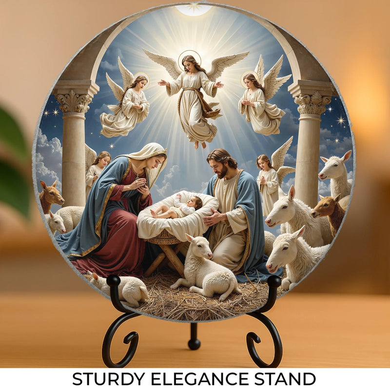 A Touching Way To Honor Family And Their Beliefs - Family Personalized Custom 3D Effect Printed Round Shaped Stone With Stand - Gift For Family Members