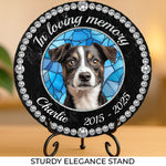 Custom Photo Cherished Forever, Loved Always - Memorial Personalized Custom Round Shaped Stone With Stand - Sympathy Gift For Dog Lovers, Pet Owners