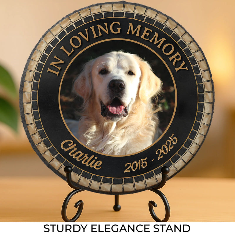 Custom Photo In Loving Memory Of A Faithful Friend - Memorial Personalized Custom Round Shaped Stone With Stand - Sympathy Gift For Dog Lovers, Pet Owners