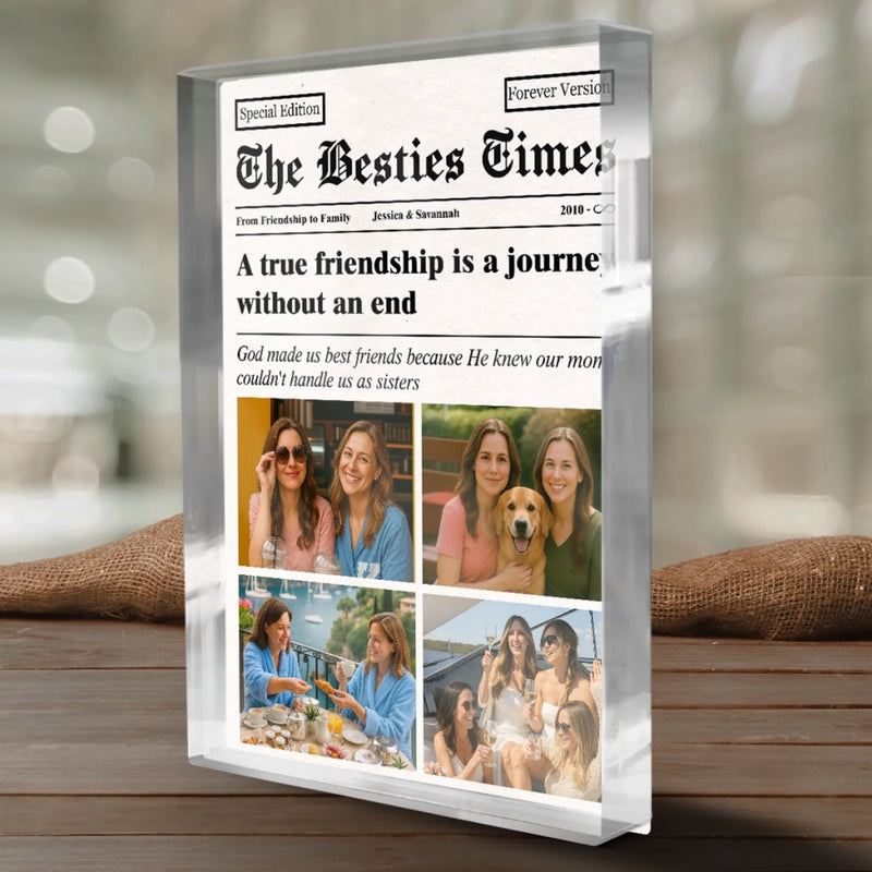 Custom Photo Rectangle Shaped Acrylic Plaque - Personalized Best Friend Birthday Gifts For Women - From Friendship To Family