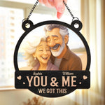 Custom Photo Window Hanging Suncatcher Ornament - Personalized Anniversary Wedding Gifts For Husband And Wife, Him And Her - Love Grows Stronger With Time