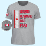 Custom Unisex T-Shirt With Design On Sleeve - Personalized Birthday Gifts For Dad, Grandpa - One Man, Many Roles